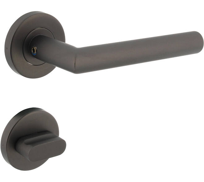 Deurkruk Jura op rozet verdekt ø53x8mm met nokken en WC-sluiting met stift 8x8mm antraciet grijs
