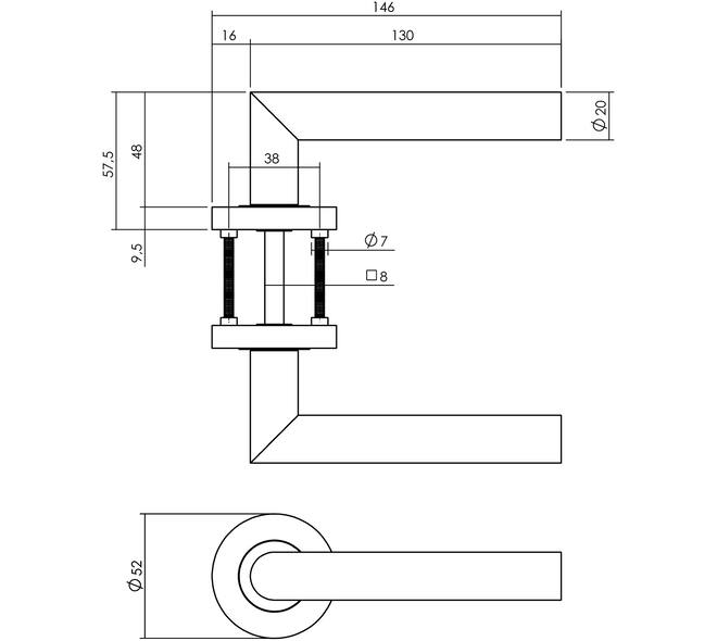 Set toiletslot 63/8 zwart met deurkruk Bastian op rozet ø52x10mm en WC-sluiting antraciet grijs