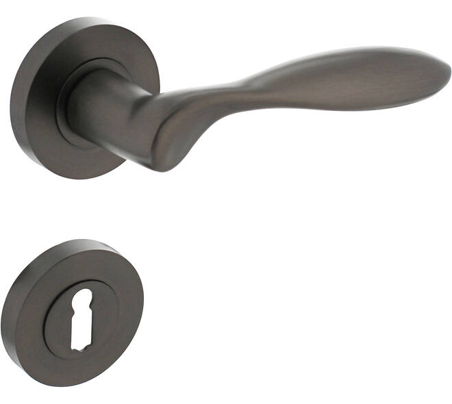 Deurkruk George op rozet verdekt ø52x10mm met nokken en sleutelrozetten antraciet grijs