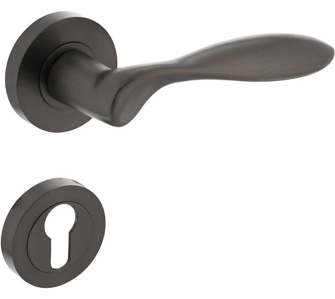 Deurkruk George op rozet verdekt ø52x10mm met nokken en cilinderrozetten antraciet grijs