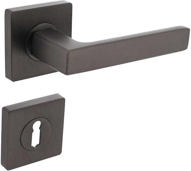Deurkruk Hera op rozet verdekt 55x55x10mm met nokken en sleutelrozetten antraciet grijs