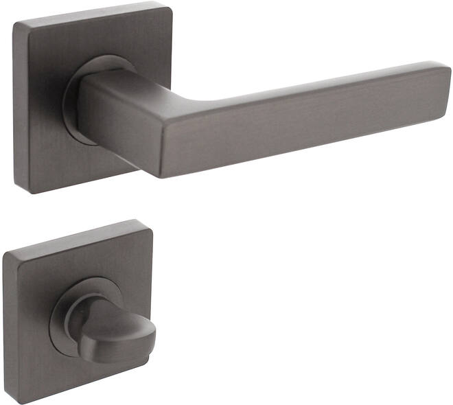 Deurkruk Hera op rozet verdekt 55x55x10mm met nokken en WC-sluiting met stift 8x8mm antraciet grijs