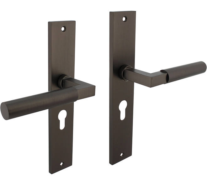 Deurkruk Baustil op schild rechthoekig 245x45mm profielcilindergat 55mm antraciet grijs