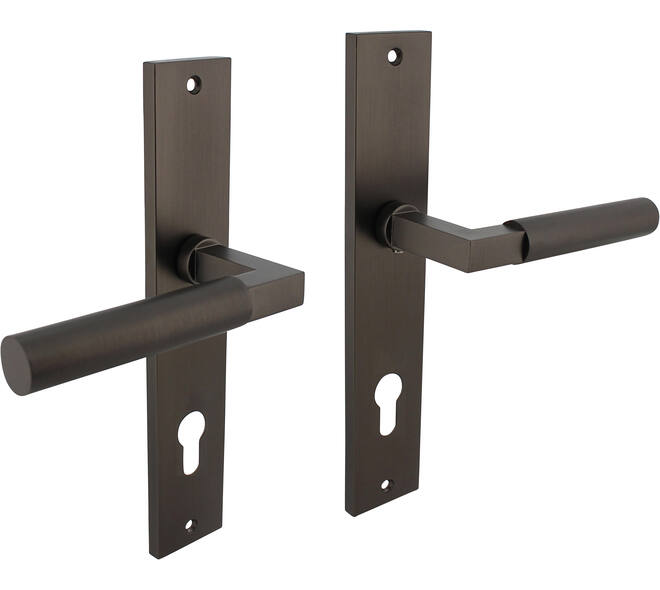 Deurkruk Baustil op schild rechthoekig 245x45mm profielcilindergat 78mm antraciet grijs