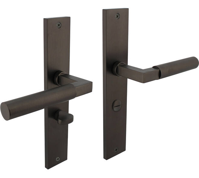 Deurkruk Baustil op schild rechthoekig 245x45mm wc 63/8mm antraciet grijs