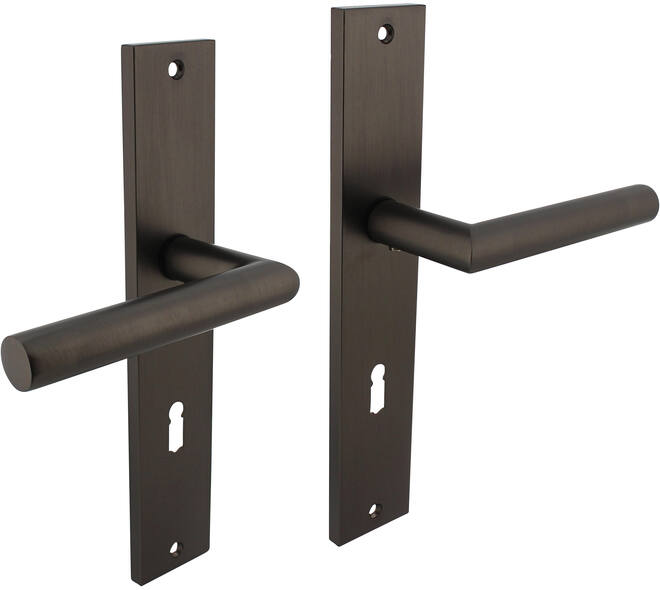 Deurkruk Bastian op schild rechthoekig 245x45mm sleutelgat 72mm antraciet grijs