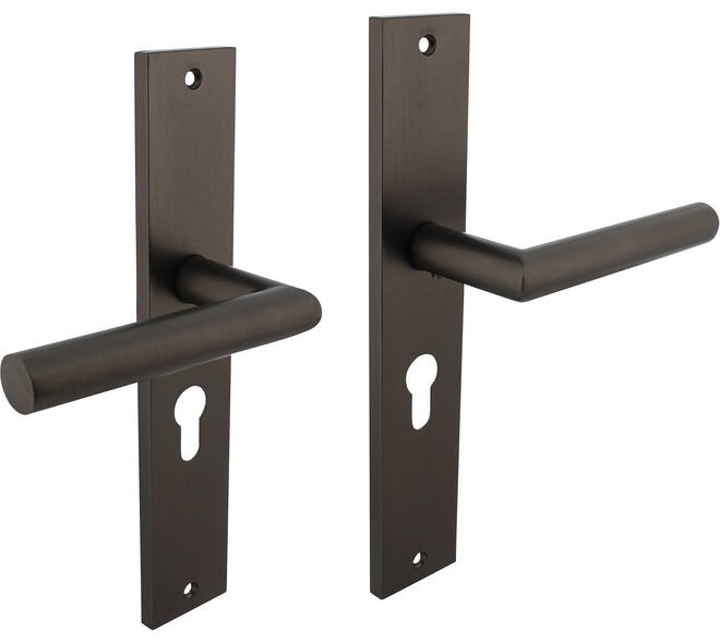 Deurkruk Bastian op schild rechthoekig 245x45mm profielcilindergat 55mm antraciet grijs
