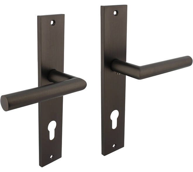 Deurkruk Bastian op schild rechthoekig 245x45mm profielcilindergat 78mm antraciet grijs
