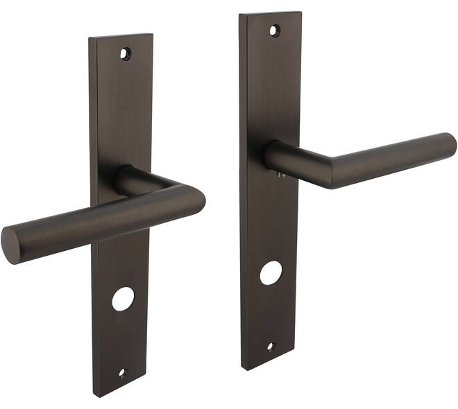 Deurkruk Bastian op schild rechthoekig 245x45mm rondcilindergat 78mm antraciet grijs