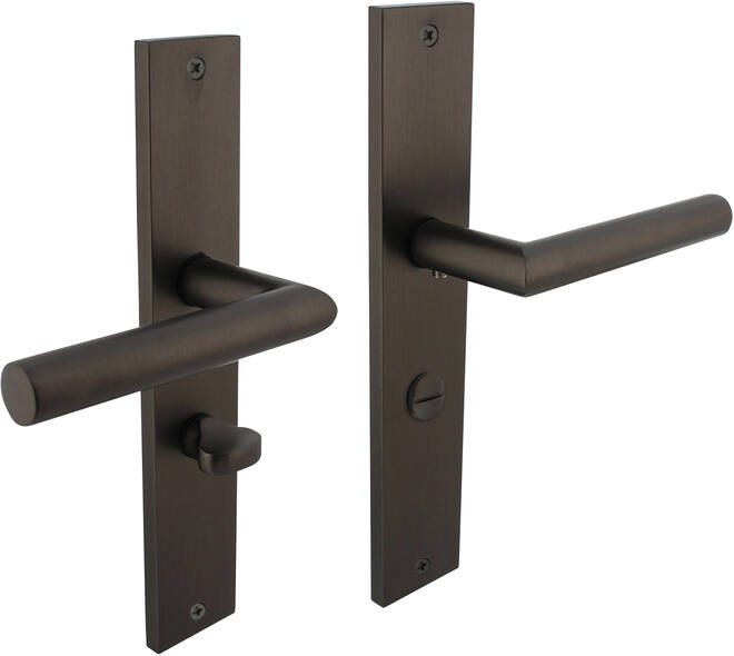 Deurkruk Bastian op schild rechthoekig 245x45mm wc 63/8mm antraciet grijs