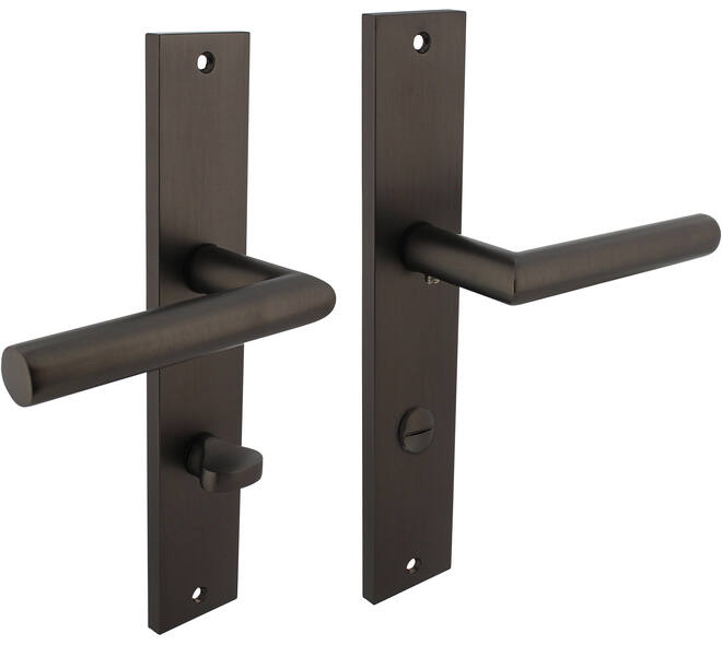 Deurkruk Bastian op schild rechthoekig 245x45mm wc 78/7mm antraciet grijs