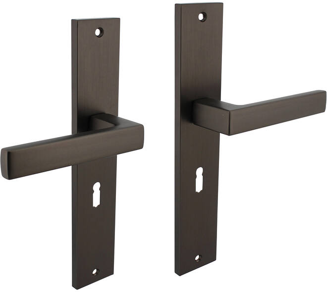 Deurkruk Hera op schild rechthoekig 245x45mm sleutelgat 56mm antraciet grijs