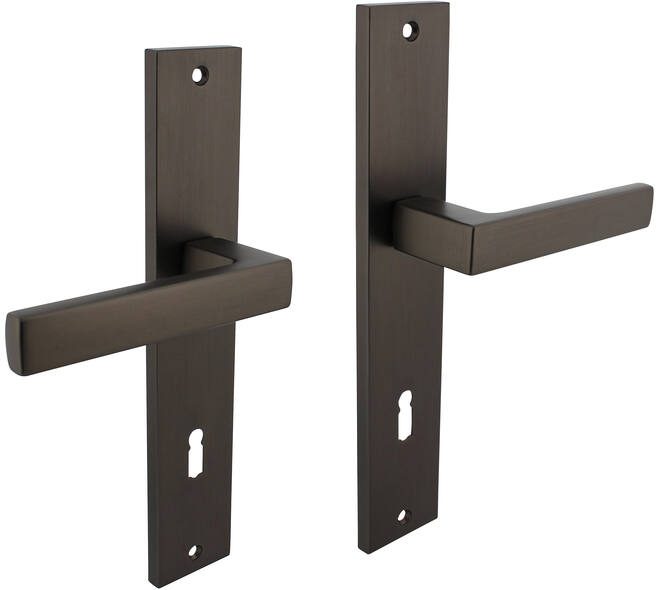 Deurkruk Hera op schild rechthoekig 245x45mm sleutelgat 78mm antraciet grijs