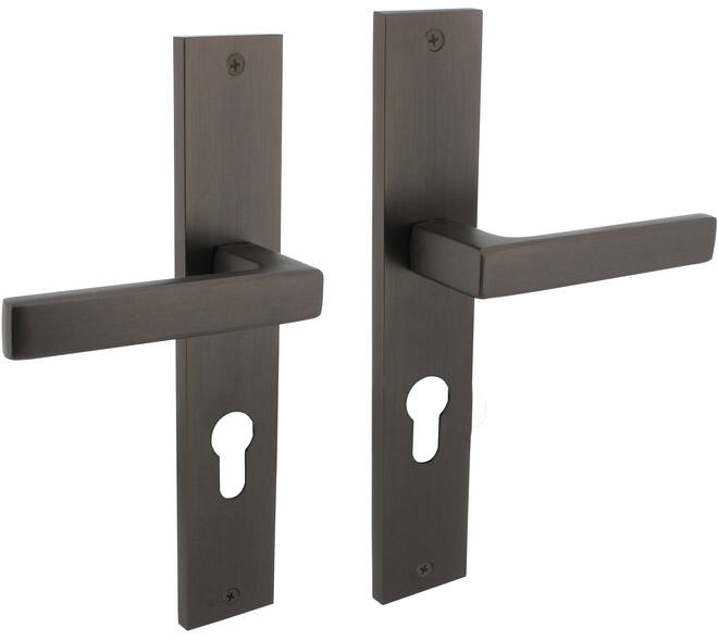 Deurkruk Hera op schild rechthoekig 245x45mm profielcilindergat 72mm antraciet grijs