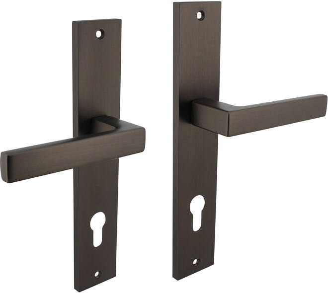 Deurkruk Hera op schild rechthoekig 245x45mm profielcilindergat 78mm antraciet grijs