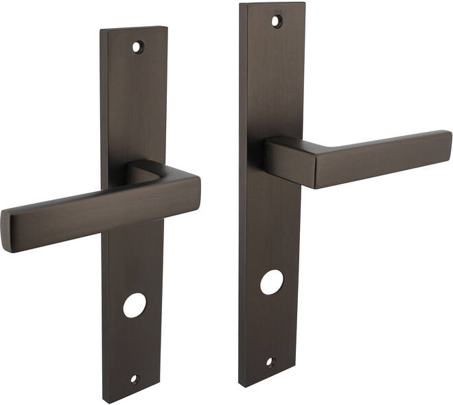 Deurkruk Hera op schild rechthoekig 245x45mm rondcilindergat 78mm antraciet grijs