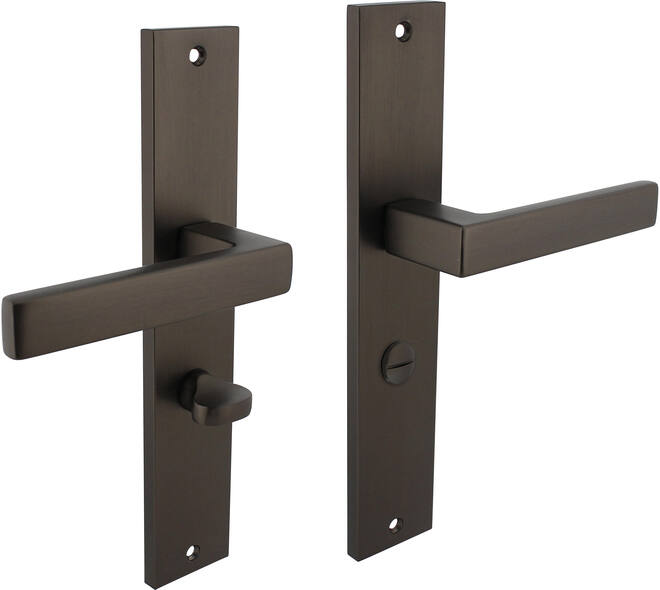 Deurkruk Hera op schild rechthoekig 245x45mm wc 63/8mm antraciet grijs