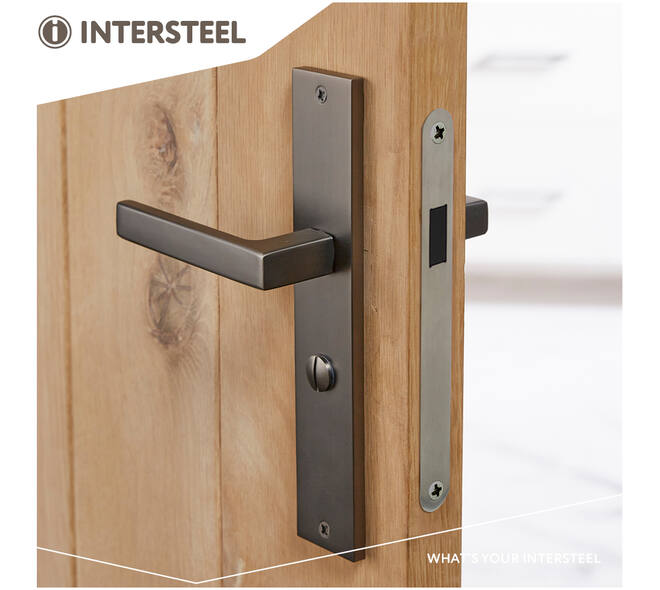 Deurkruk Hera op schild rechthoekig 245x45mm wc 63/8mm antraciet grijs