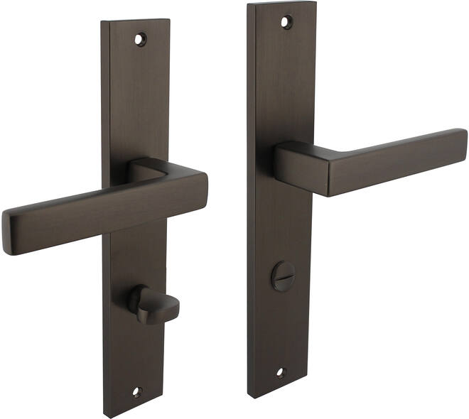 Deurkruk Hera op schild rechthoekig 245x45mm wc 78/8mm antraciet grijs