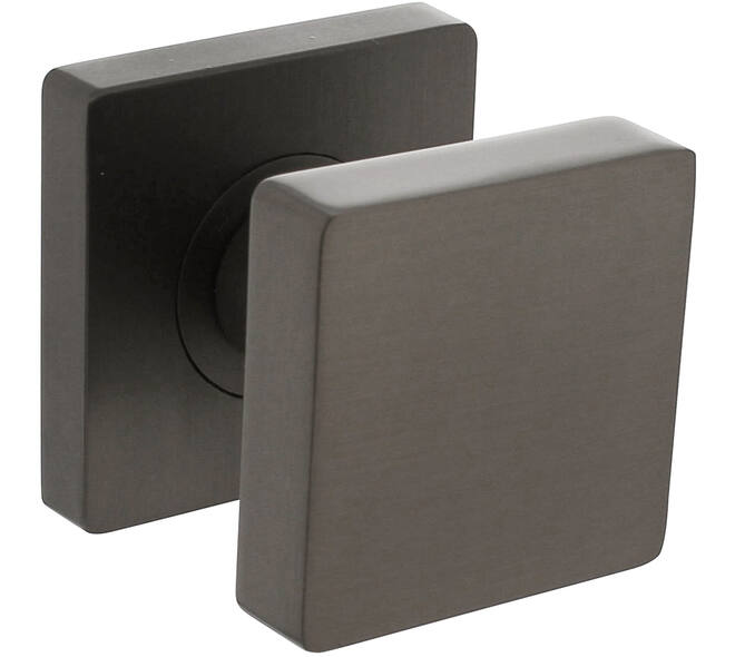 Knoprozet verdekt 55x55x10mm met nokken en vaste knop vierkant met wisselstift antraciet grijs
