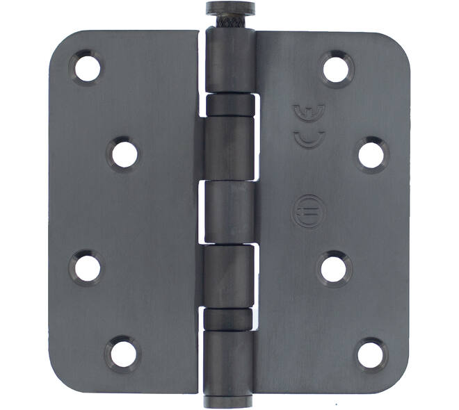 Kogellagerscharnier afgerond 3,5" (89x89x2,5mm) CE inclusief schroeven PVD antraciet