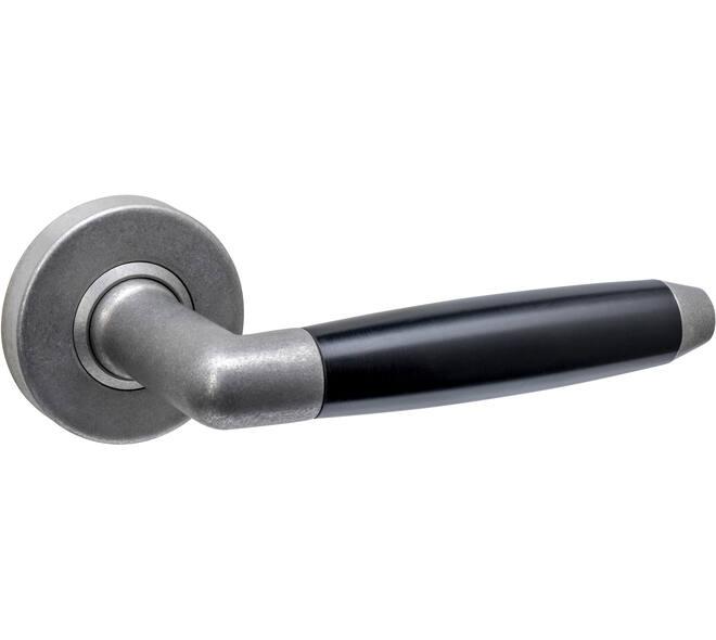 Deurkruk Combinatie op rozet verdekt ø53x10mm rvs getrommeld/zwart