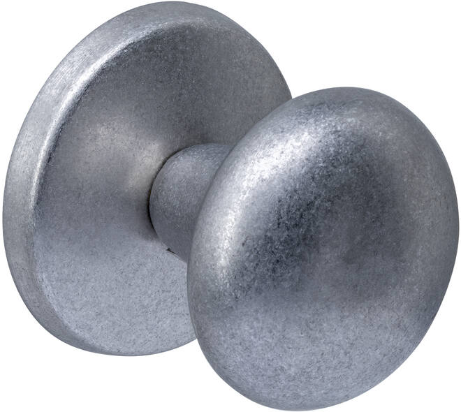 Voordeurknop paddenstoel ø58mm op achterplaat ø66mm éénzijdige montage rvs getrommeld