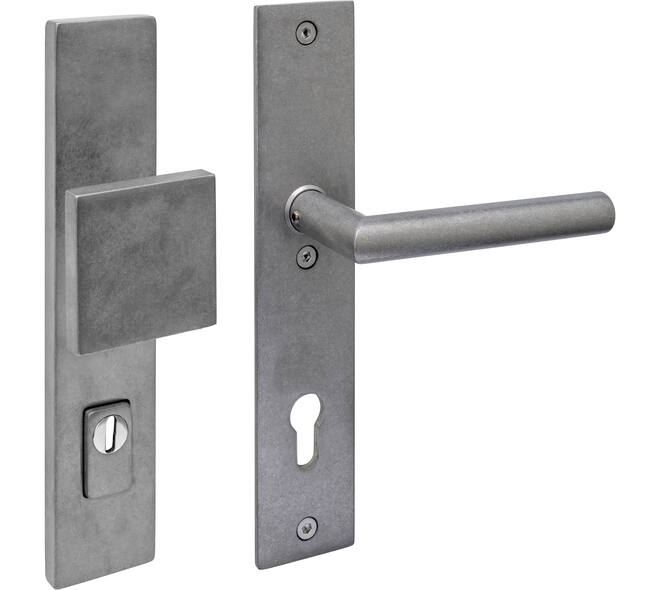 SKG3 veiligheidsbeslag rechthoekig 250x50mm greep/kruk Jura profielcilindergat 92mm met kerntrekbeveiliging rvs getrommeld