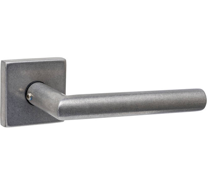 Deurkruk Jura met rozet massief verdekt 53x53x10mm met nokken rvs getrommeld