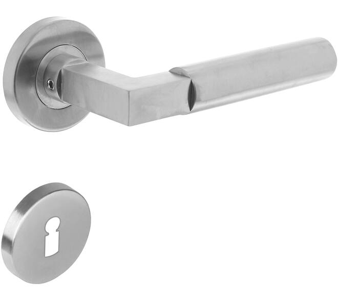Deurkruk Baustil op rozet verdekt ø53x8mm met nokken en sleutelrozetten rvs