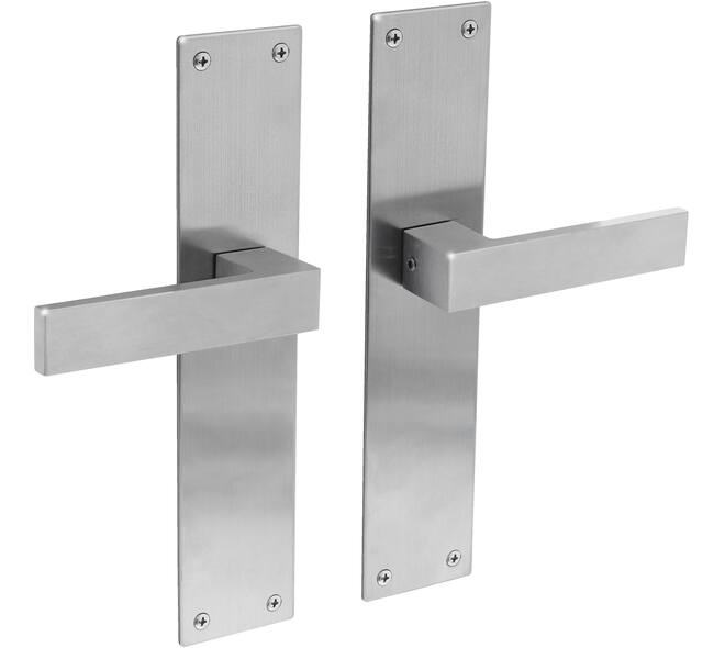 Deurkruk Amsterdam met schild rechthoekig 250x55x2mm blind rvs
