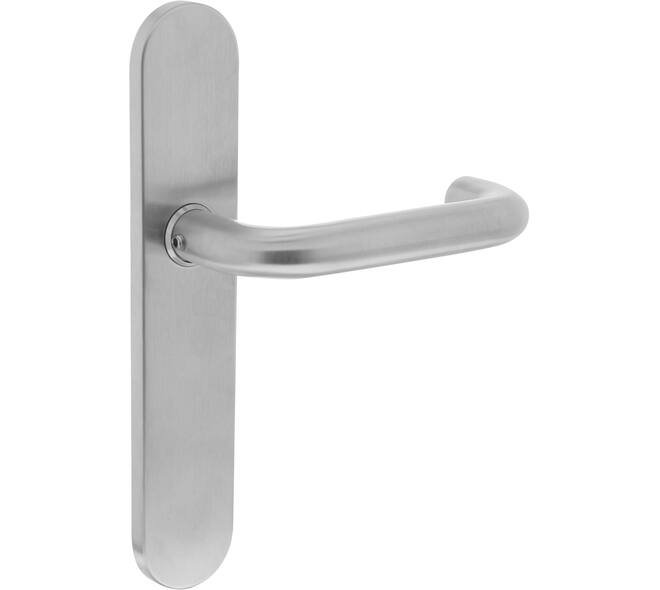 Gatdeel rechts Rond op schild verdekt ovaal 220x42mm blind rvs