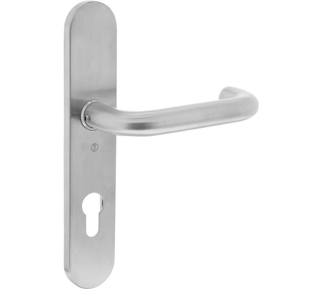 Gatdeel rechts Rond op schild verdekt ovaal 220x42mm profielcilindergat 72mm rvs