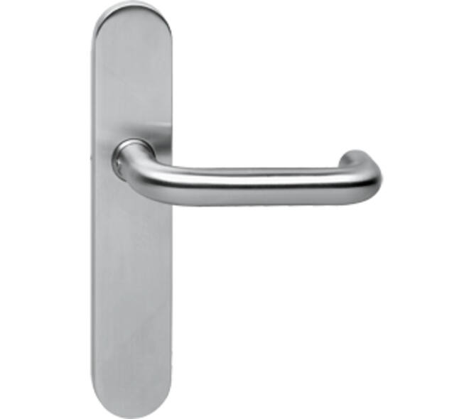 Deurkruk Rond op schild verdekt ovaal 220x42mm wc 72/8mm rvs