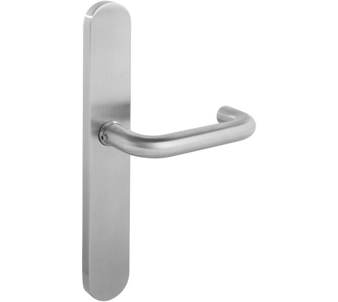 Deurkruk Rond op XL schild verdekt ovaal 278x40mm blind rvs