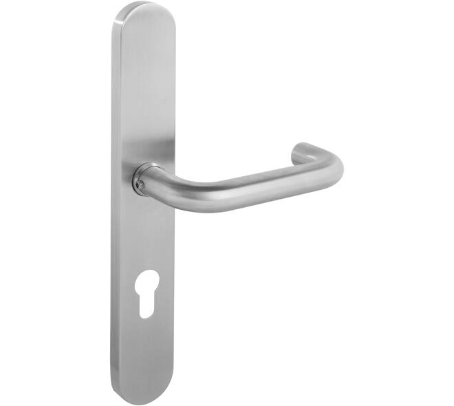 Deurkruk Rond op XL schild verdekt ovaal 278x40mm profielcilindergat 72mm rvs
