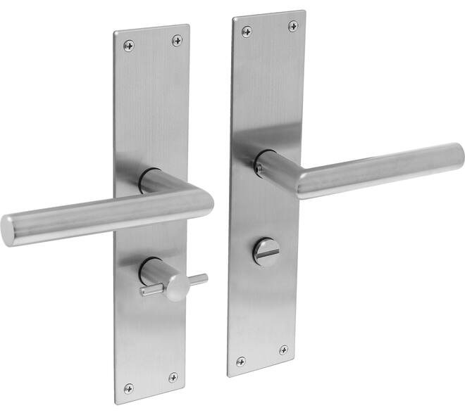Deurkruk Jura met schild rechthoekig 250x55x2mm wc 63/8mm rvs
