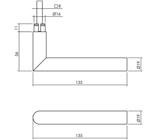 Gatdeel Jura op rozet verdekt 53x53x10mm rvs