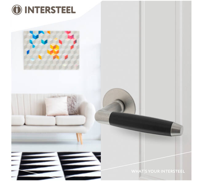 Deurkruk Combinatie met rozet zelfklevend ø55x2mm rvs/zwart