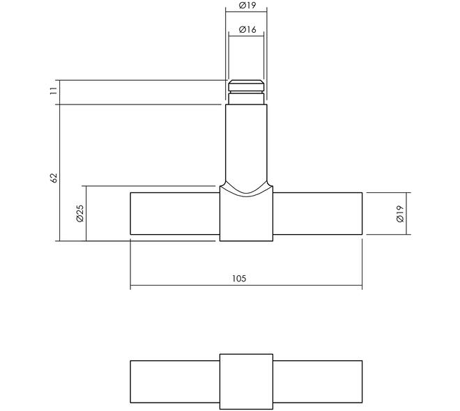 Gatdeel T-recht model tbv espagnolet RVS