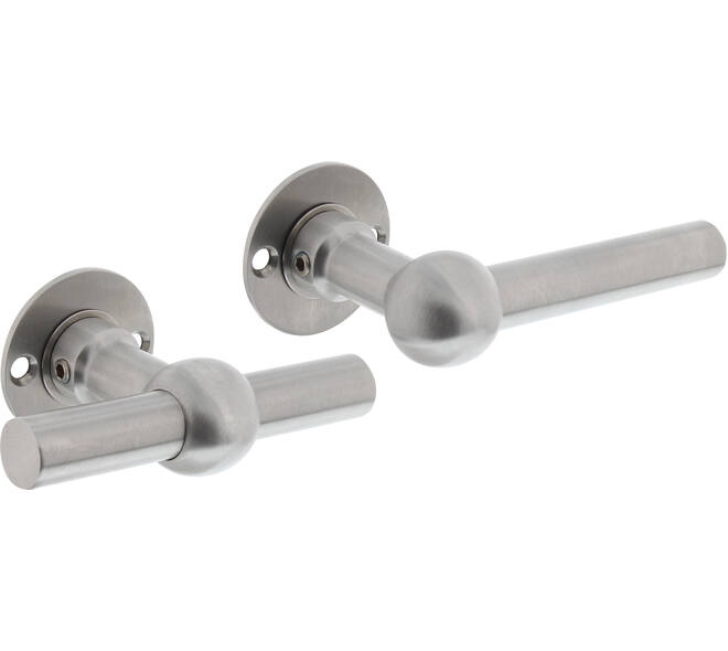 Deurkruk L/T bol met rozet ø42x2mm rvs