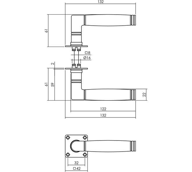 Deurkruk Ton 212 met rozet 42x42x2mm rvs