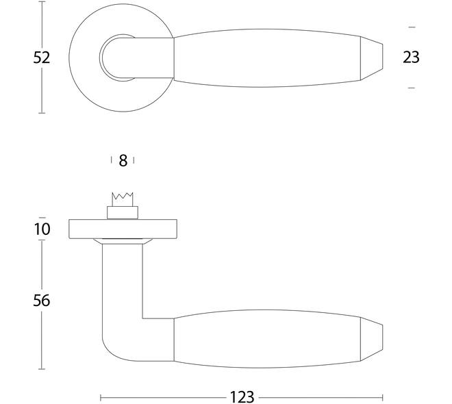 Deurkruk Combinatie op rozet verdekt ø53x10mm rvs/zwart