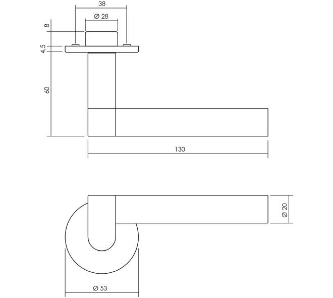 Deurkruk Munnikhof Dock Black met rozet verdekt ø53x5mm rvs