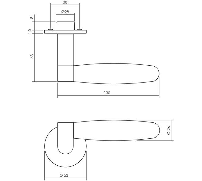Deurkruk Munnikhof Dock Ton-acryl met ronde rozet ø52x5mm geveerd rvs