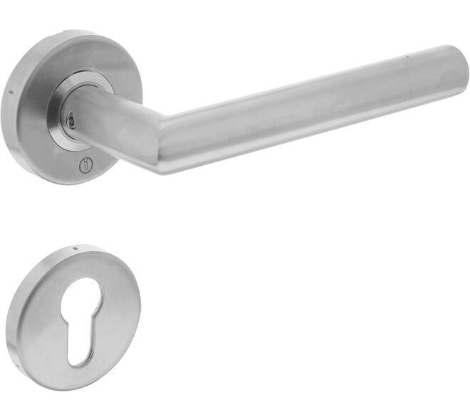 Deurkruk Jura brandvertragend 9mm op rozet verdekt ø53x10mm met nokken en cilinderrozetten rvs