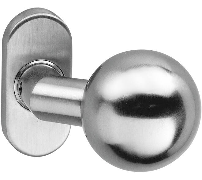 Knopkruk Bol brandvertragend 9mm op rozet verdekt ovaal 65x30x10mm rvs