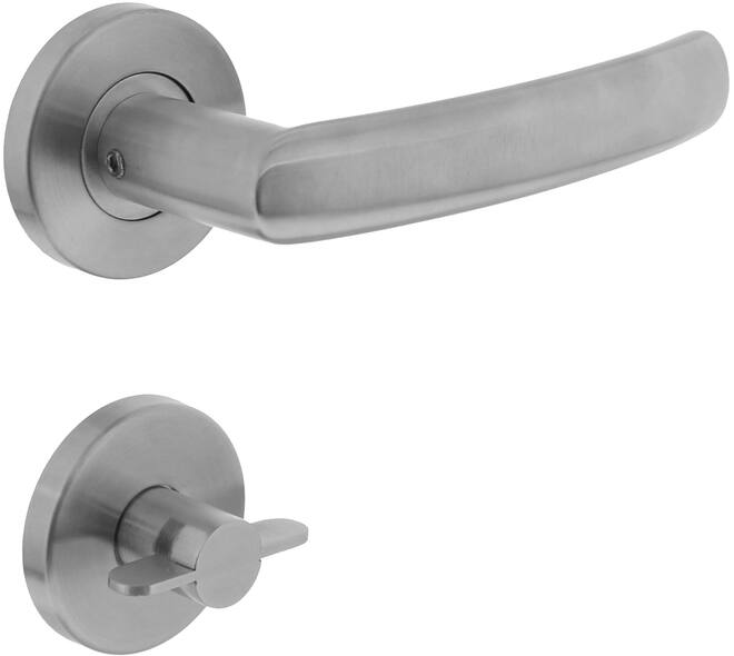 Deurkruk Blok op rozet verdekt ø55x8mm met nokken en WC-sluiting met stift 8x8mm rvs
