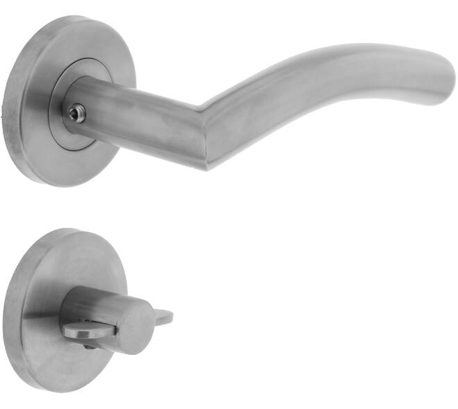Deurkruk Lisa/90° op rozet verdekt ø55x8mm met nokken en WC-sluiting met stift 8x8mm rvs