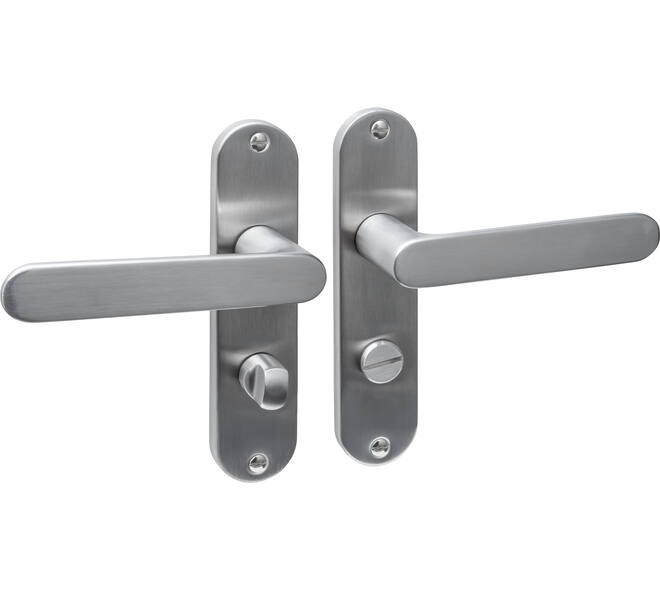 Deurkruk Sora basic op schild ovaal 185x41mm wc 63/8 rvs
